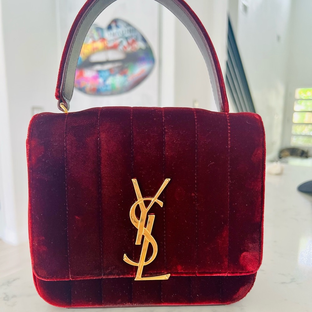 Yves Saint Laurent Burgandy/Red Velvet Purse